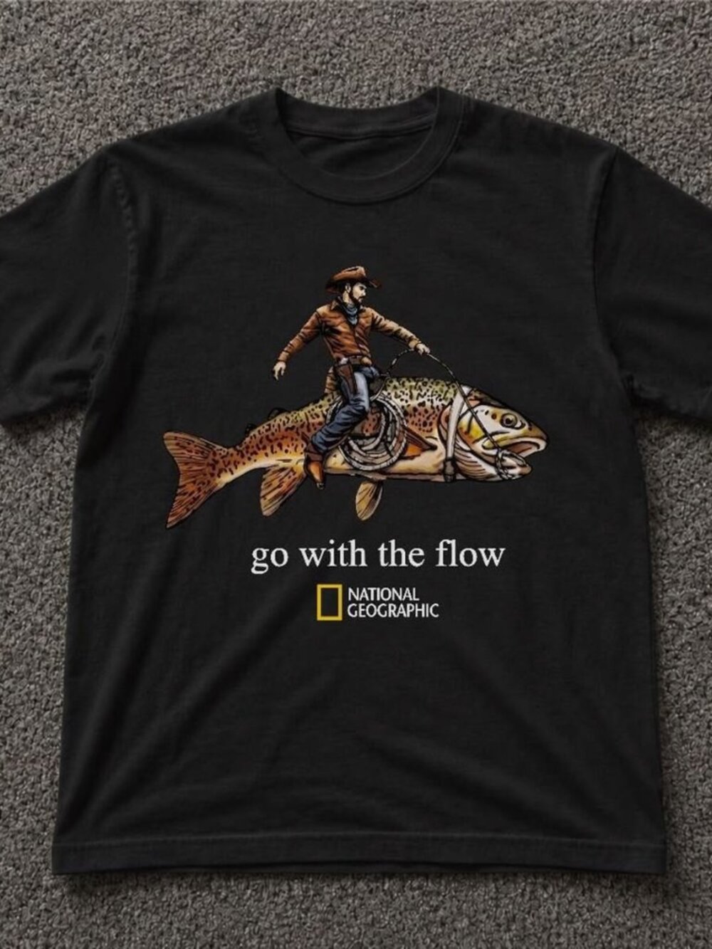 Black National Geographic Go with the flow t shirt